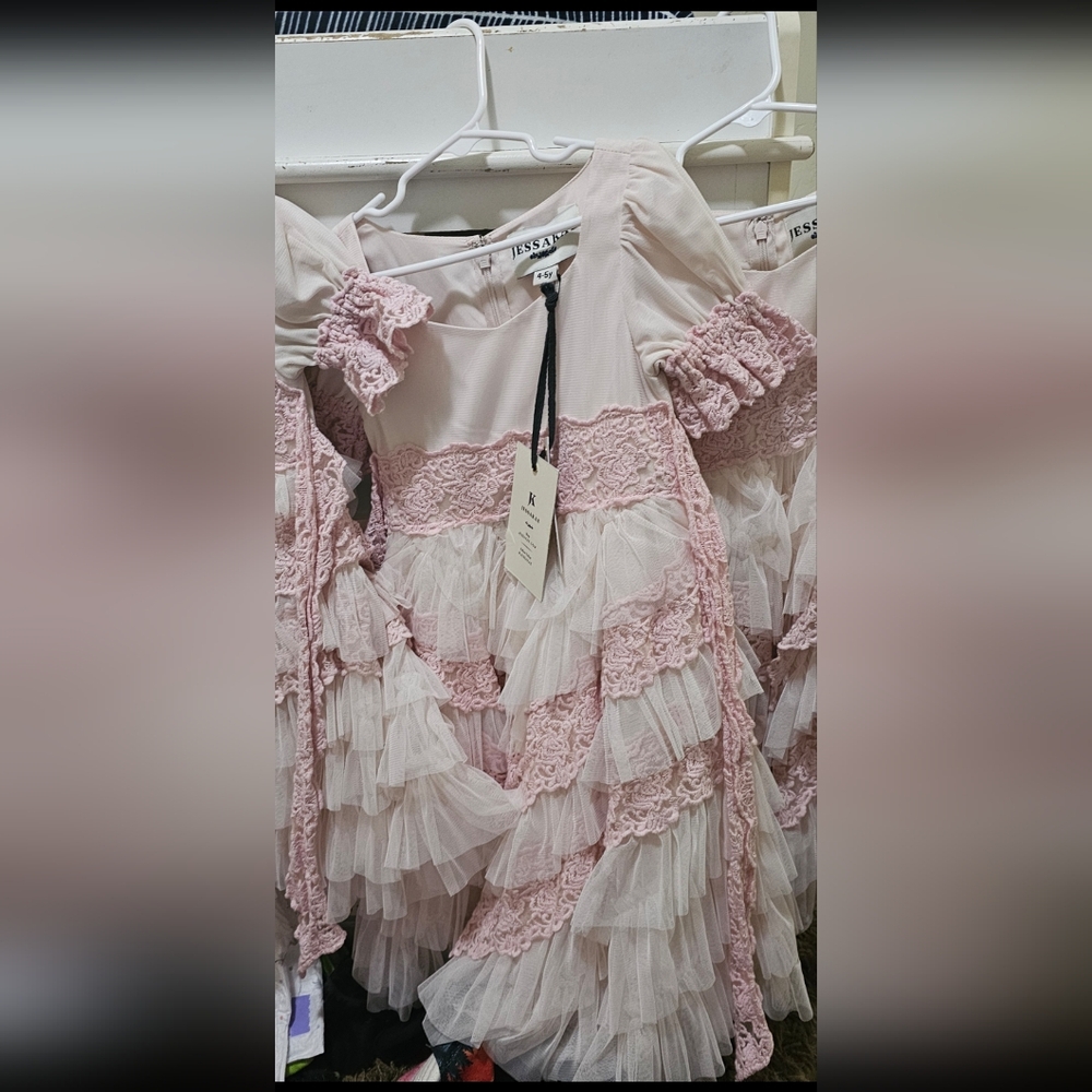 Jessakae Thumbelina 4-5T Pink Lace Dress